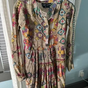 HEMANT & NANDITA Multicolor Geometric Long Sleeve Dress